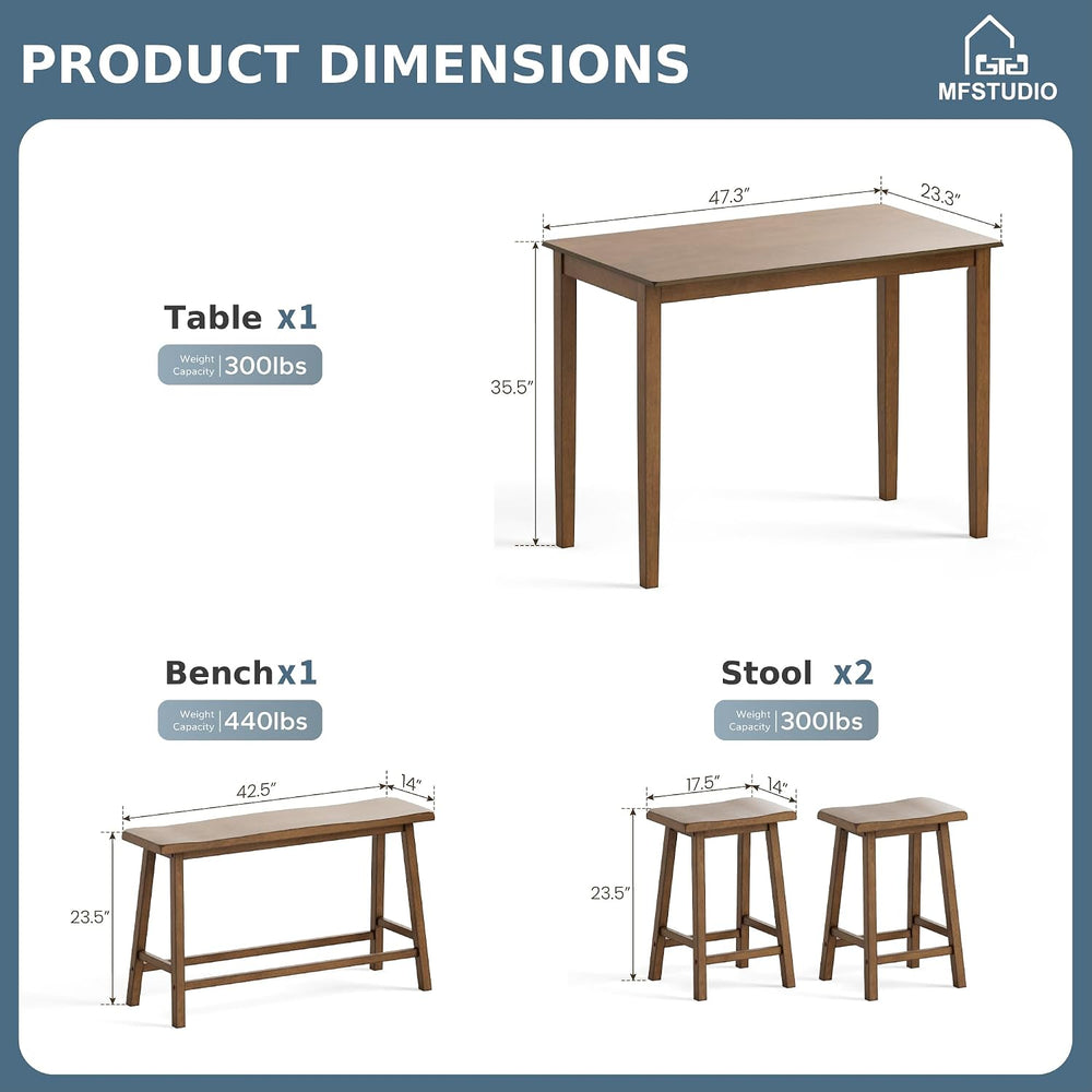 MFSTUDIO Dining Table Set for 4, Counter Height Table and Chairs, Kitchen Tab...