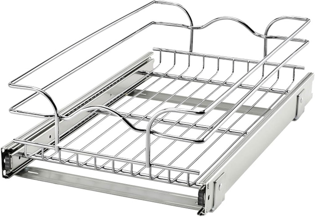 Rev-A-Shelf Kitchen Cabinet Pullout Shelf and Drawer Organizer Slide Out Pantry Storage Basket in Multiple Sizes, 12 x 20 In, 5WB1-1220CR-1