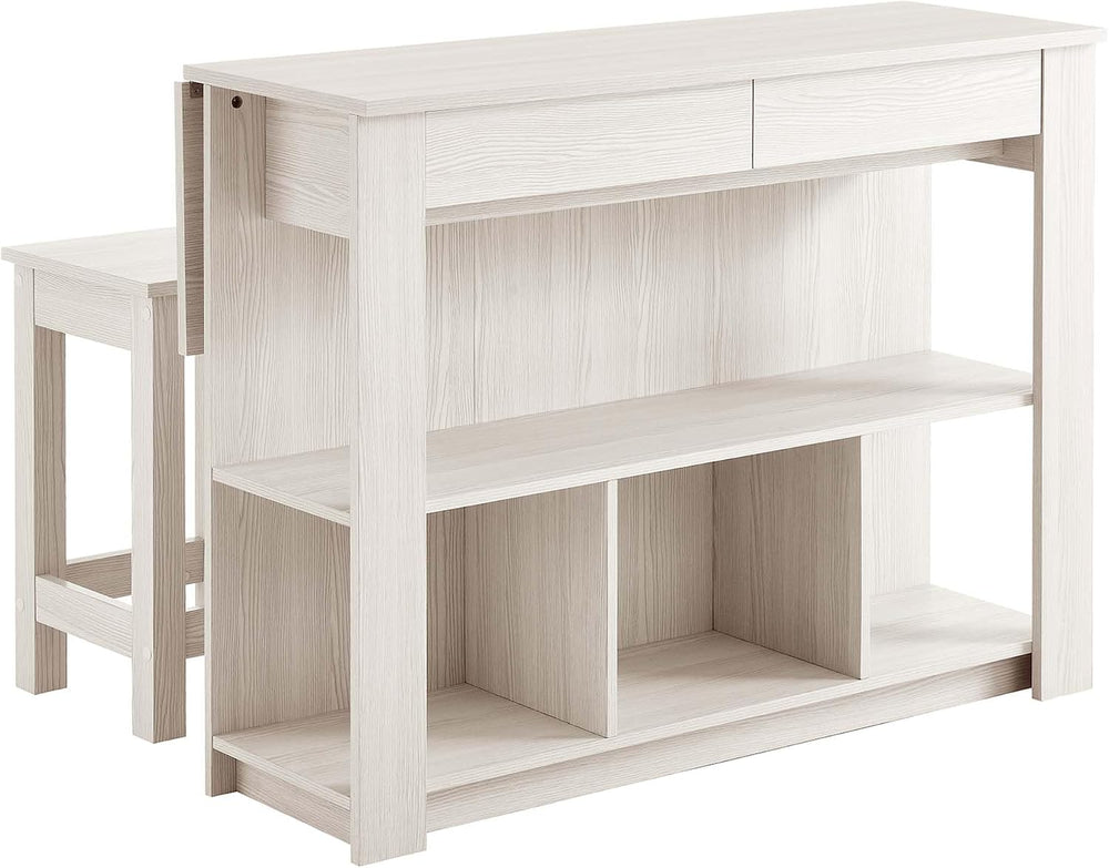Modway Meadowbrook 3-Piece Kitchen Island with Seating and Drop-Leaf Table in...
