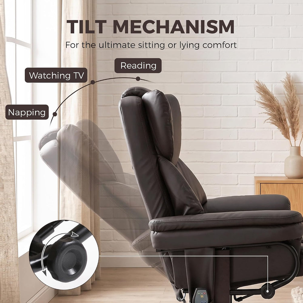 HOMCOM Massage Recliner Chair with Ottoman Footrest, 360° Swivel, Brown