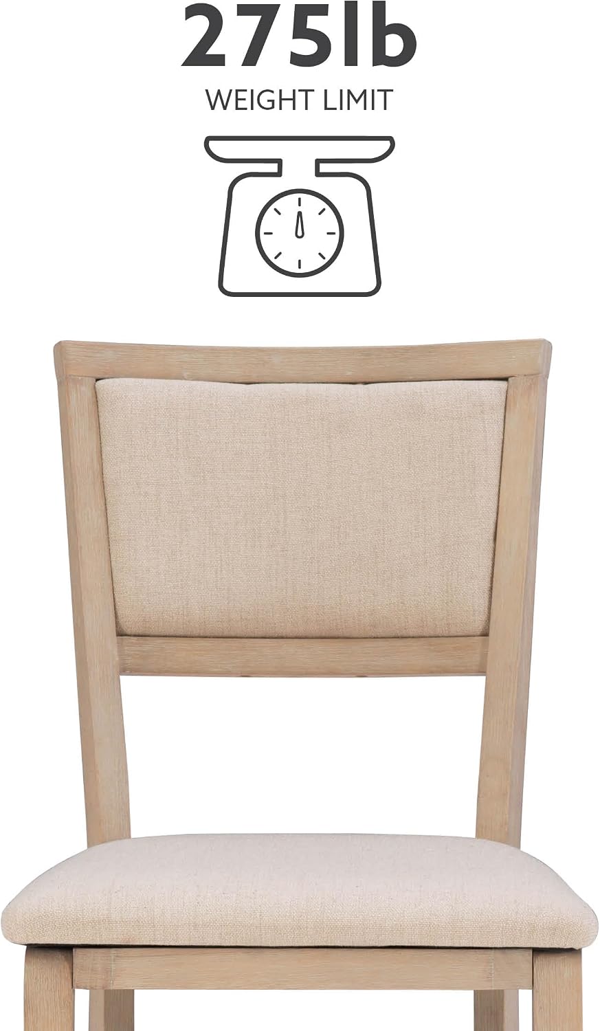 Linon Keira Natural Rustic Wooden Folding Chair with Beige Upholstered Seat a...