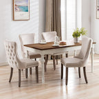 Modern Dining Chairs Set of 6, Upholstered Dining Chair with Full Back and Button Tufting, Beige Velvet Accent Chair, Sillas de Comedor, 6 Dining Chairs (Beige, Velvet, 6Pcs)