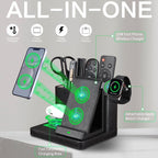 Desk Organizer with Phone Charger,Nightstand Desktop Organizer,Office Supplies Desk Accessories,Pen Holder Remote Control Holder,Black Leather Organizer With Charging Station (black)