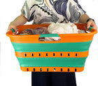 SAMMART 42L (11 gallon) Collapsible Plastic Laundry Basket - Foldable Pop Up Storage Container/Organizer - Space Saving Hamper/Basket (1, Autumn Leaf/Forest Green)