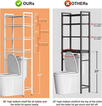 Over-The-Toilet Storage Rack, 4-Tier Bathroom Organizer Shelf Over Toilet with Adjustable Shelf and Basket, Freestanding Space Saver Bathroom Shelves Above Toilet for Room (Pure White)