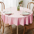 Smiry Round Waterproof Heavy Duty Vinyl Tablecloths, 60 x 60 Inch | Wipeable Washable Floral Embossed Table Cover for Kitchen and Dining Room, Indoor & Outdoor Use, Pink