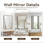 20x28 Rounded Rectangle Bathroom Mirrors for Over Sink, Black Vanity Mirror with Metal Frame Wall Mounted, Modern Farmhouse Mirror for Restroom, Bedroom, Entryway Decor