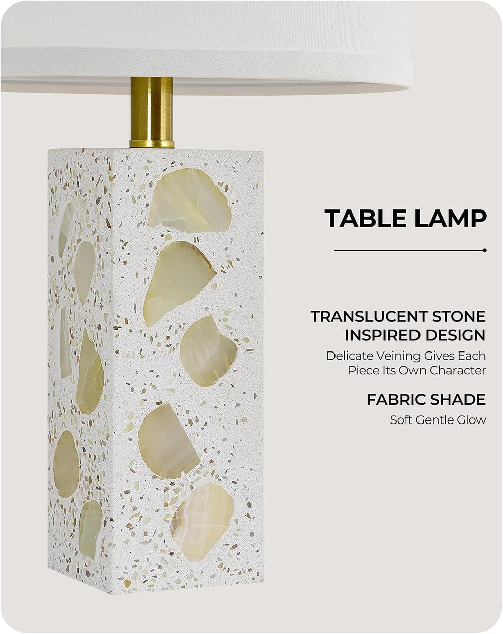 22" Table Lamps Set of 2, Translucent Stone-Inspired Lamps with Night Light