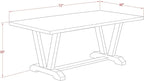East West Furniture V077SI215-7 7 Piece Dining Room Furniture Set Consist of a Rectangle Dining Table with V-Legs and 6 Baby Blue Linen Fabric Parsons Chairs, 40x72 Inch, Multi-Color