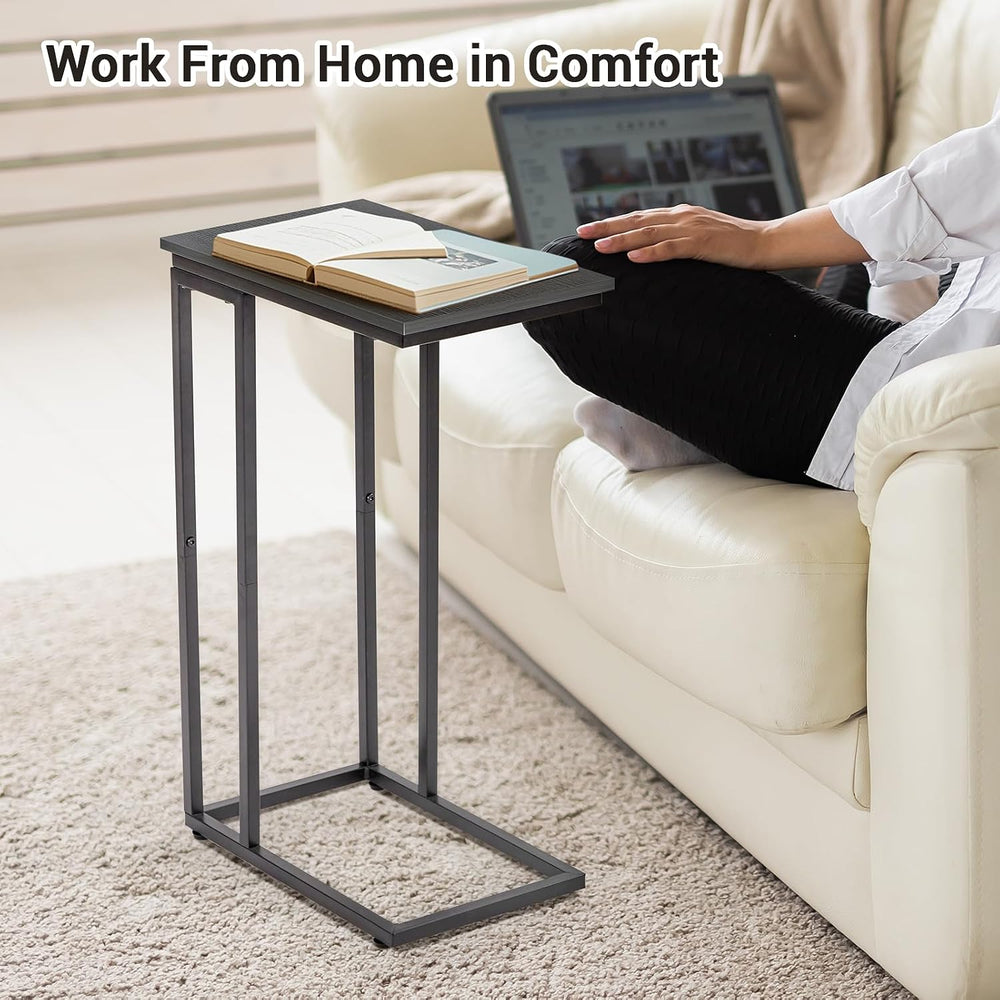 C-Shaped End Table, TV Tray Set of 2, Couch Side Laptop Desk, for Living Room...
