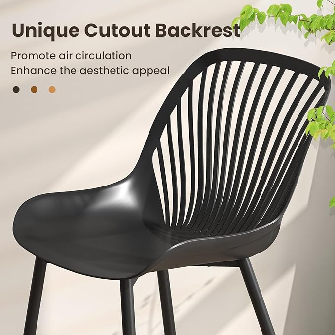 Giantex Black Dining Chairs Set of 4, Modern Kitchen Chairs w/Metal Legs, Cutout Backrest, Curved Seat, Armless Accent Chairs, Indoor Side Chairs for Living Dining Room Home, Load 330 LBS