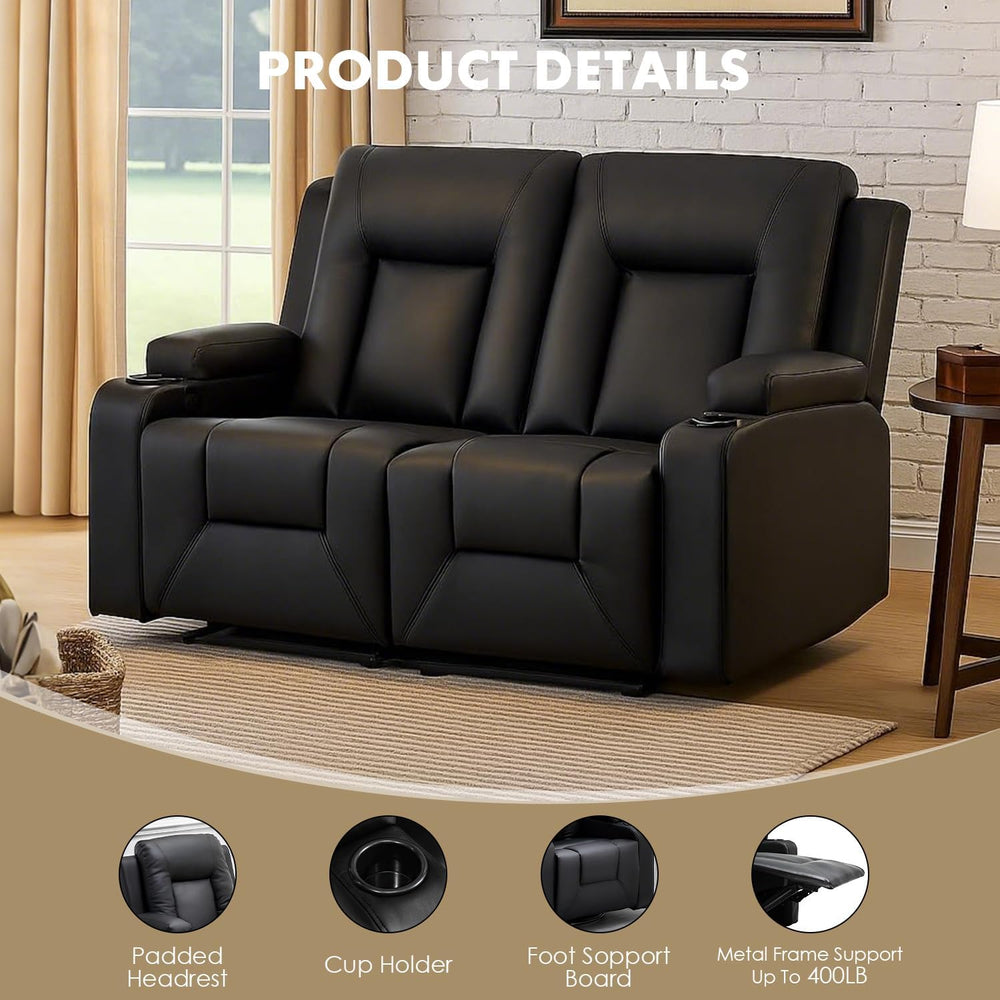 LUCKLIFE Leather Recliner Sofa Set with Manual Recliners,Living Room Furnitur...