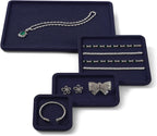 Premium Microfiber Jewelry Display Tray - Small Blue Velvet Organizer for Rings, Earrings, Necklace, Bracelet - Photograph, Trade Show, Dresser Storage (10x10cm, XS)