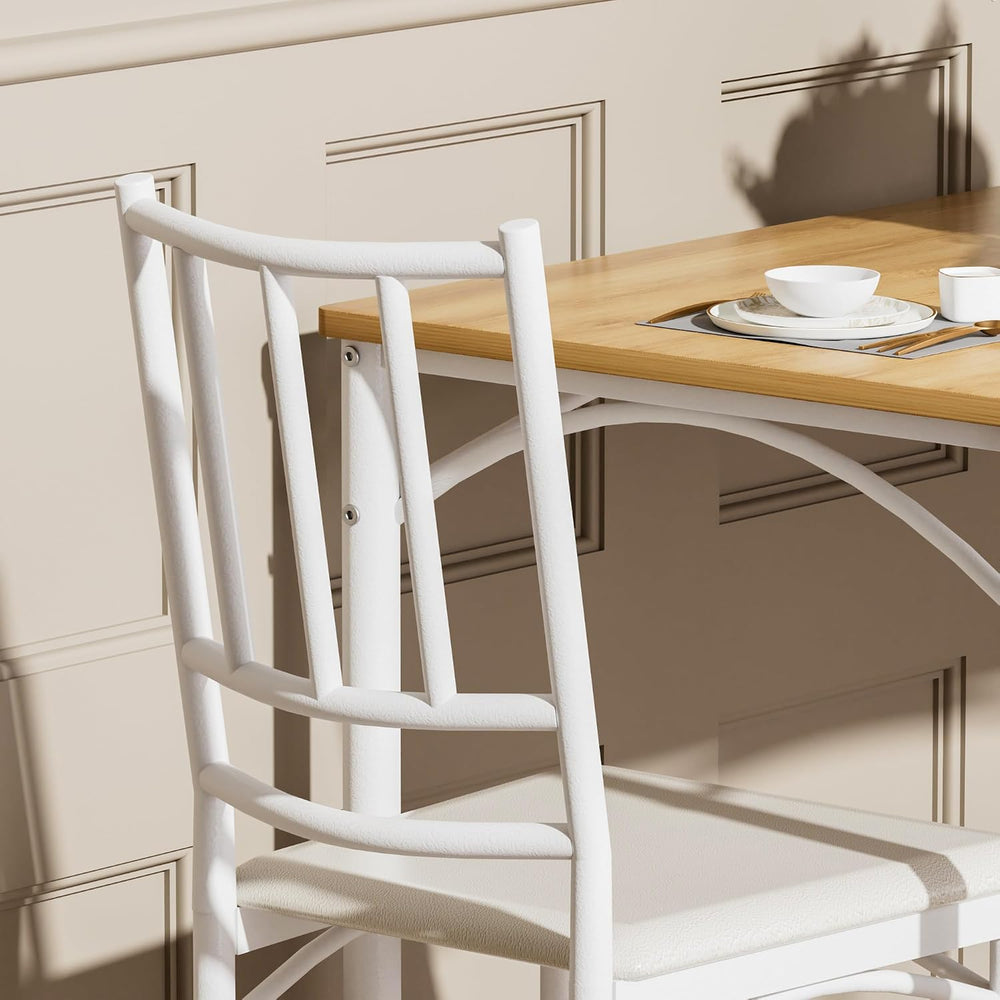 Dining Table Set for 4, Industrial Kitchen Table Set with 4 Upholstered Chair...