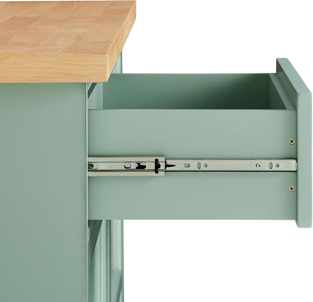 Crosley Furniture Holbrook Traditional Kitchen Island Breakfast Bar Table with Counter-Height Seating, Distressed Seafoam Blue