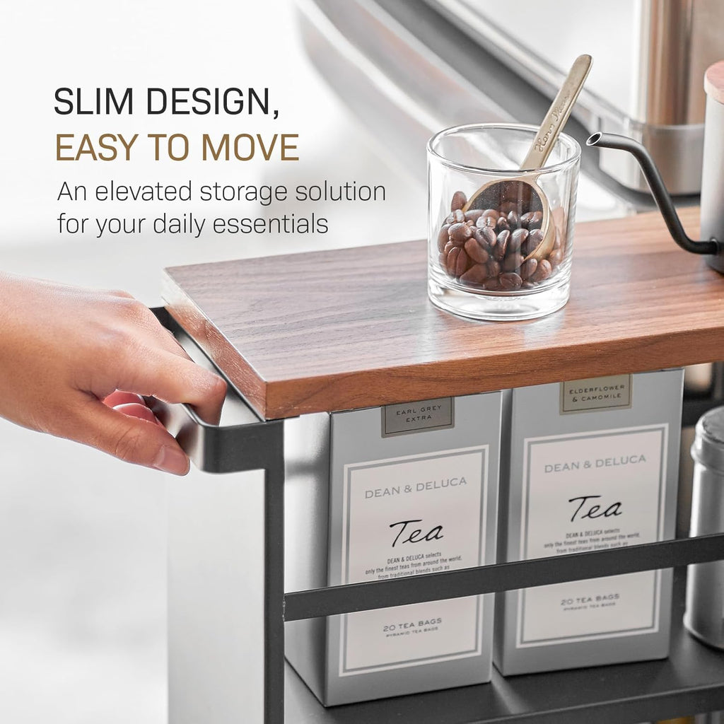 YAMAZAKI home Tower Rolling Slim Storage Cart With Handle Black