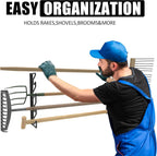 UNITEDPOWER Garden Tool Storage Rack，Wall Mounted Garage Organizer，Tool Utility Holder for Garden Equipment Shovel Rakes Brooms