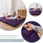 MAXYOYO Japanese Floor Mattress Futon Mattress, 4" Thicken Tatami Mat Sleeping Pad Foldable Roll Up Mat Boys Girls Dormitory Pad Kids Floor Lounger Pillow Bed, Charcoal Grey, Queen Size