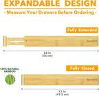 SpaceAid Bamboo Drawer Dividers with Labels, Kitchen Adjustable Drawer Organizers, Expandable Organization for Home, Office, Dressers and Bathroom, 6 Dividers (17-22 in)