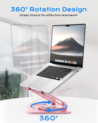Adjustable Laptop Stand, Computer Stand with 360 Rotating Base, Ergonomic Laptop Riser Mount for Desk Foldable Protable Computer Desk Fits with MacBook Pro Air (10-16") - Pink