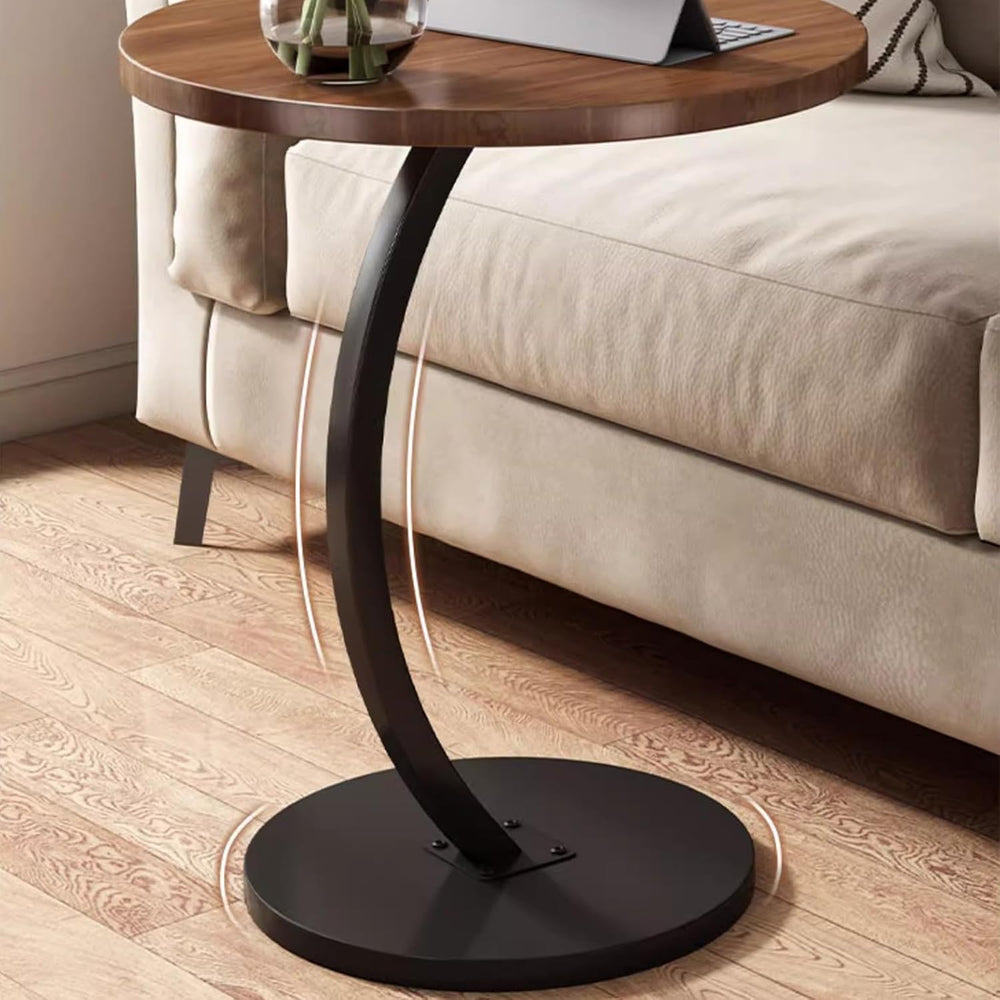 C Shaped Side Tables for Small Spaces Under Sofa End Table for Couch Wood Tab...