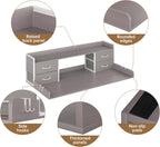 4 Drawers Washer Dryer Countertop with Shelf, 27.5" D x 54" W Laundry Topper with 3.54" High Guardrails and Non-Slip Pads,Extra Storage Organizer for Over Washer and Dryer, Holds 66 Lbs, Light Grey