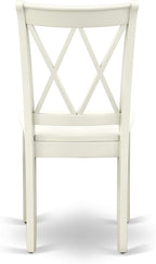 East West Furniture SHCL5-LWH-W 5 Piece Dining Table Set for 4 Includes a Round Kitchen Table with Pedestal and 4 Kitchen Dining Chairs, 42x42 Inch, Linen White