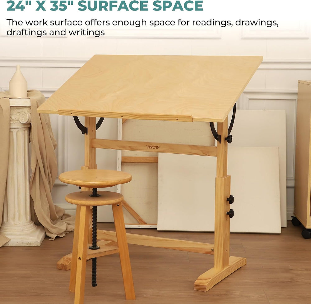 VISWIN Wood Drafting Table for Adults, 24'' x 35" Drawing Table ...