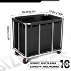 Commercial Laundry Cart on Wheels, 11.35 Bushels Large Roller with Removable Waterproof Canvas Lined Basket, Heavy Duty Stainless Steel for Hotels and Hospitals