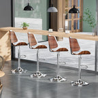 Swivel Bar Stools Set of 1, Adjustable Bentwood Barstools for Kitchen Counter, Modern PU Leather Upholstered Bar Chair with Back and Footrest, for Kitchen Island, Bar, Dining Room, White