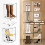Tall Boot Storage Box Super Large Boot Storage Organizer for Closet Clear XX-Large Acrylic Dispaly Case with Magnetic Lids for Shoe,Helmets,Figures