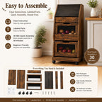 Rustic Farmhouse Pantry Cabinet with Wheels, Wooden Kitchen Storage Organizer for Potatoes, Onions and Bread, Rolling Produce Storage Cabinet for Fruits, Vegetables and Snacks