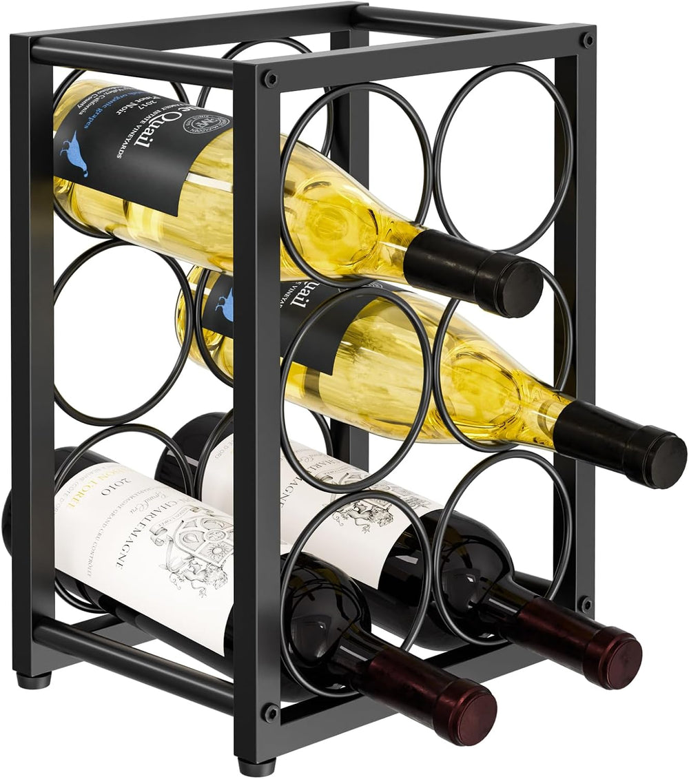 Metal Countertop Wine Rack 6 Bottles, Fits Large Wine Bottles | Free Standing