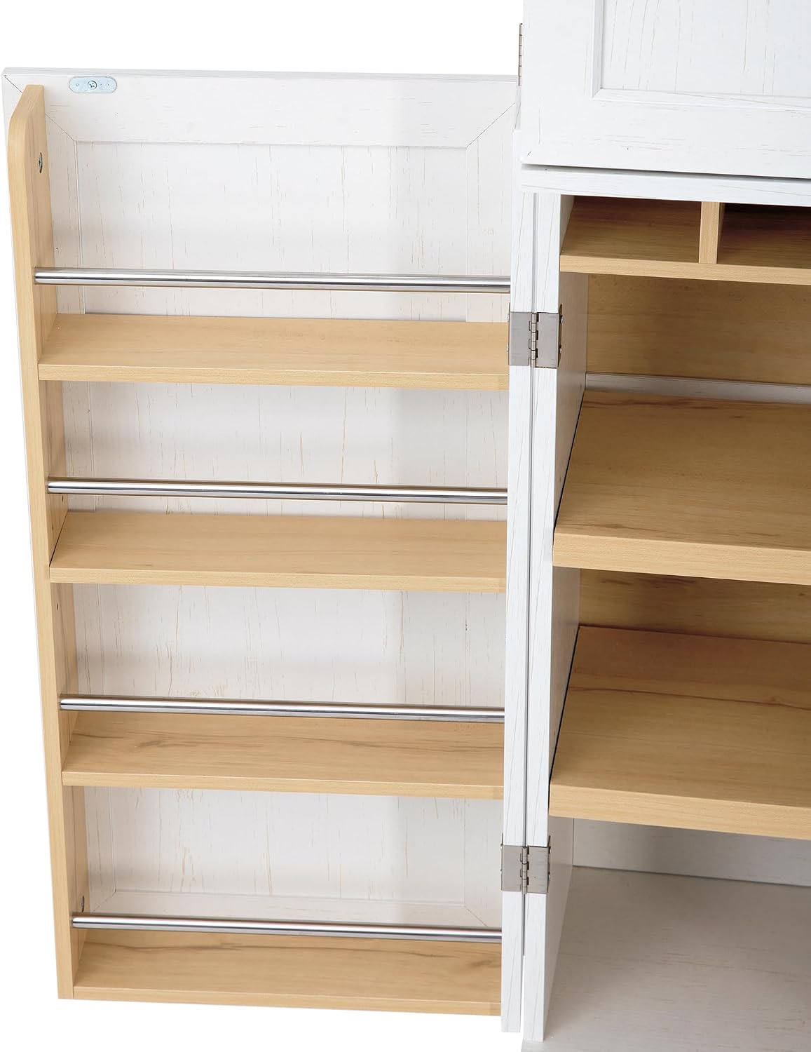 78.2" Tall Farmhouse Kitchen Pantry Cabinet with 8 Door Shelves,Storage Cupboard with 4 Adjustable Shelves,Hidden Drawer,Wine Rack,for Dining & Bathroom (White-G)