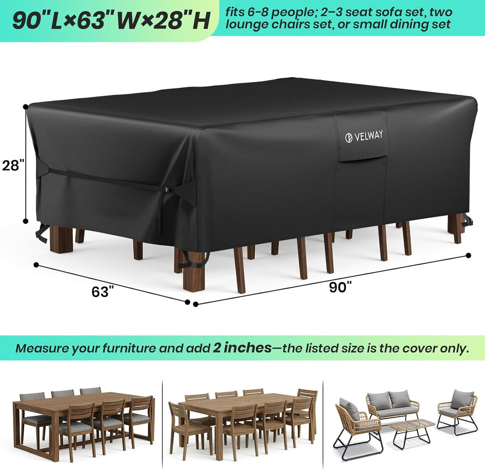 Patio Furniture Cover Waterproof 420D Heavy Duty Outdoor Buckles Air Vent