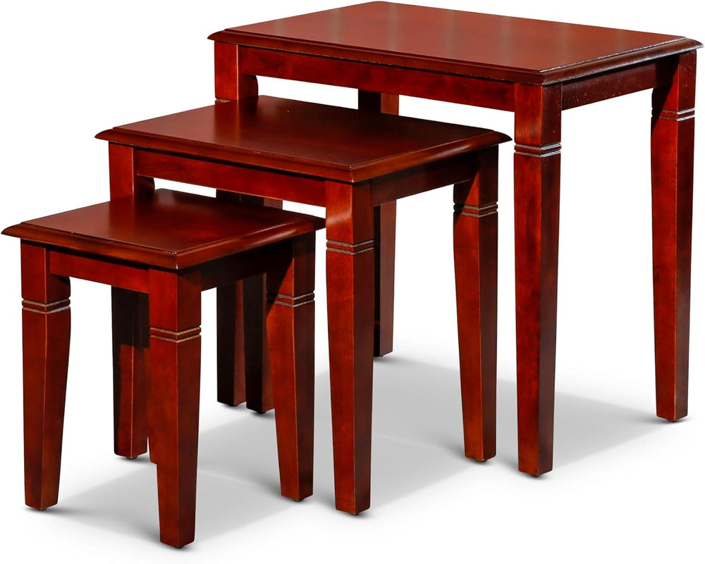 Cherry 3-Piece Nesting Table Set, Multi-Functional Side Tables, Easy to Arran...