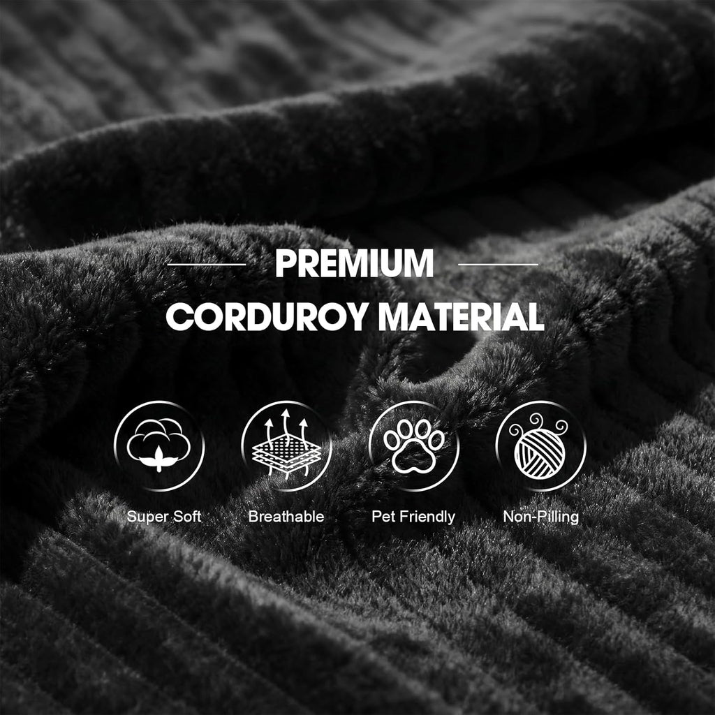 94.5" L-Shaped Cloud Sectional Couch for Living Room, Modern Minimalist Upholstered Boneless Sofa,Corduroy Fabric Modular Sectional Sofa with Chaise, No Assembly Required (Black, Left)