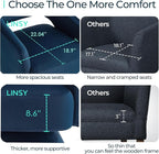 LINSY Swivel Barrel Chair, 360 Modern Swivel Accent Chair Boucle Swivel Chair Round Blue Velvet Chairs with Arms, Small Barrel Chair for Small Spaces Bedroom Living Room
