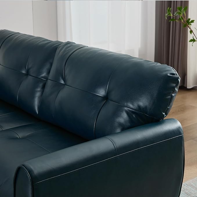 TYBOATLE Sofa Couch 61" Small Loveseat Couches for Living Room Leather Couch Mid Century Modern Tufted Mini Sofa Comfy Office 2 Seat Settee Love Seat Small Couches for Spaces Bedroom (2, Blue)