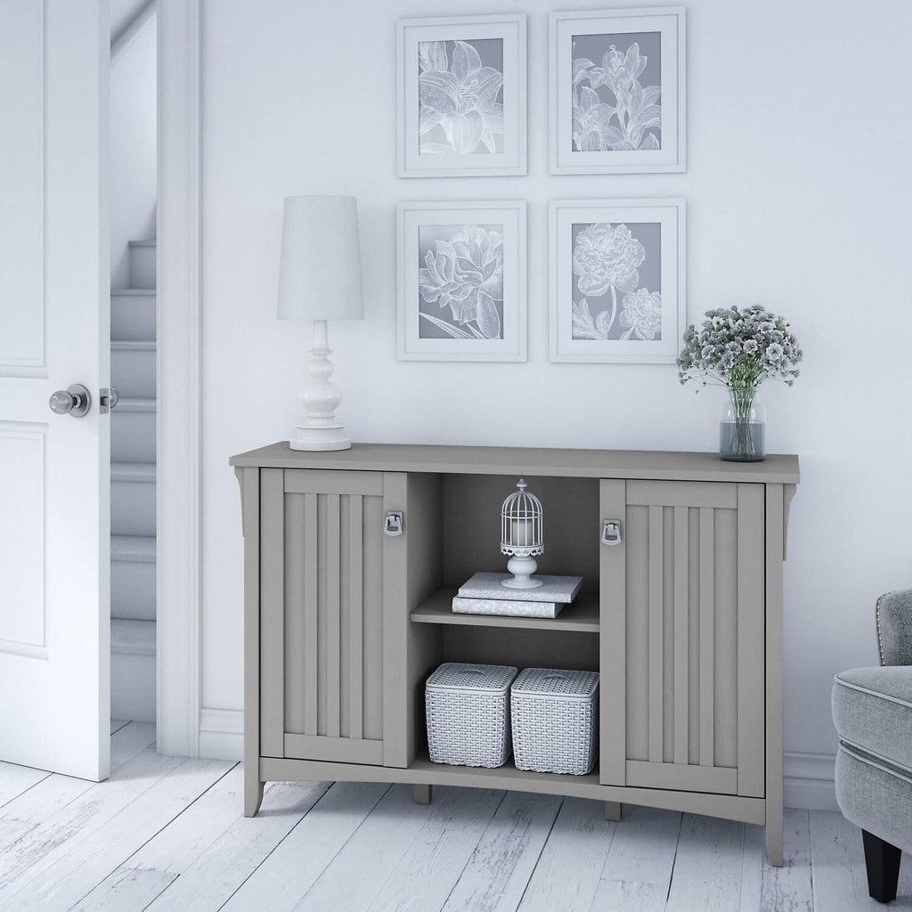 Bush Home Somerset Tall Kitchen Pantry Cabinet with Doors and Drawer in Storm Gray