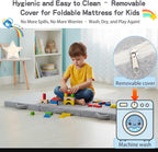 Tiita Foldable Floor Mattress for Kids -Daycare Sleeping Plush Futon or Floor Mat with Storage Bag, Toddler Floor Nap Mat, Portable Toddler Travel Mattress for Camping & Guest Use, Playroom, Grey