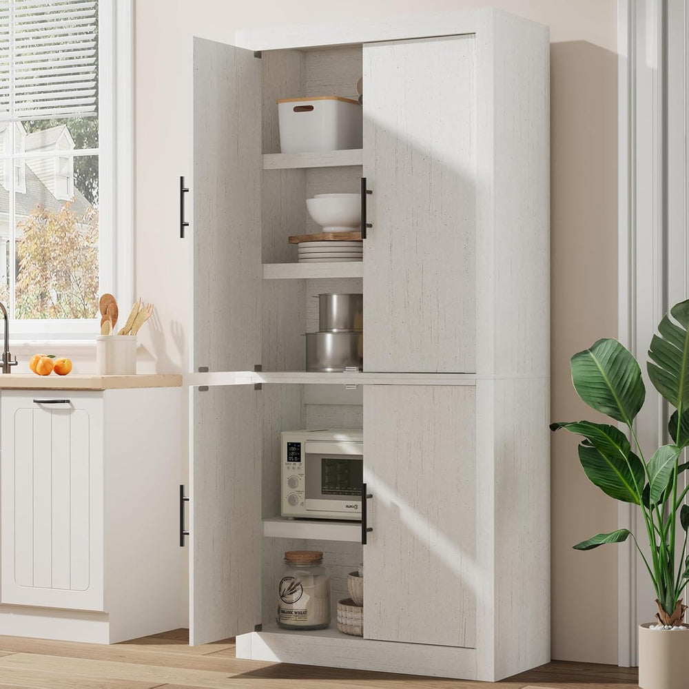GarveeHome Kitchen Storage Pantry, Pantry Storage Cabinet with 4 Doors & ...