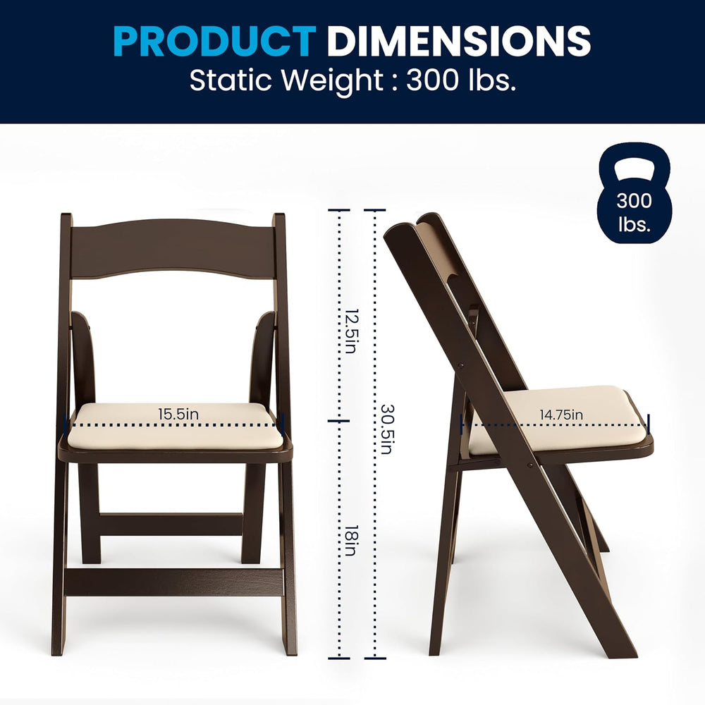 Flash Furniture Hercules Wood Folding Chair with Vinyl Padded Seat, 2-Pack
