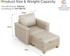 SITJOY Faux Leather Modular Sectional Sofa with Storage, Mid Century Modern Sectional Couches for Living Room, Soft Padded Armrests, Chaise Lounge with Ottoman, Greige