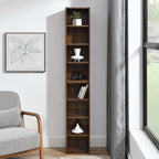 8-Tier CD Storage Cabinet, Slim DVD Shelf Narrow Bookshelf, Disassembled CD DVD Media Tower Rack with Adjustable Shelves for Home Office 11.6l'' x 9.25w'' x 70.8h'' Walnut