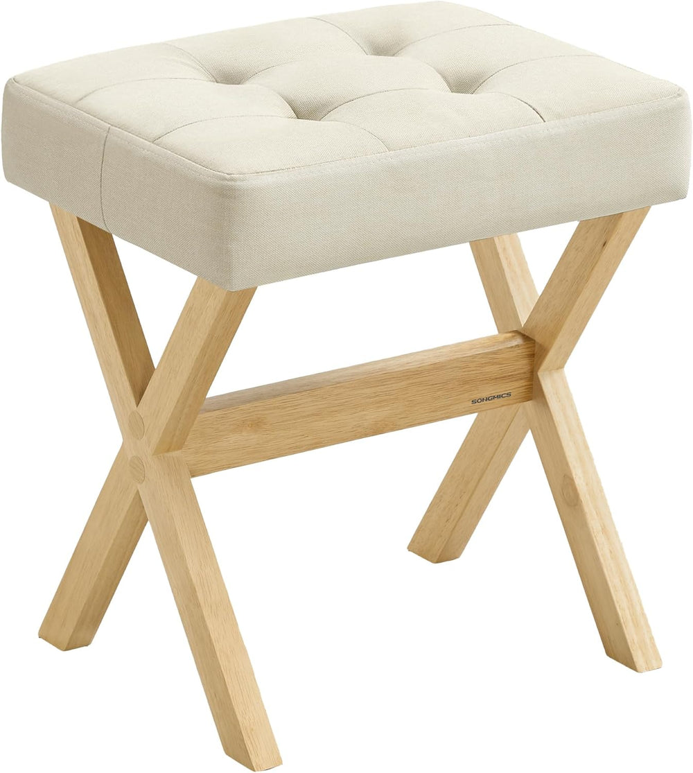 SONGMICS Makeup Stool, Padded Vanity Foot Rest, Solid Wood X Legs | 16.5 x 12...