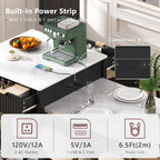 82.6" Fluted Kitchen Island with Extendable Dining Table for 4-6 | Large Island Table for Kitchen with Power Outlet, Double-Side Storage, 2 Drawers, 2 Side Open Shelves for Dining Room