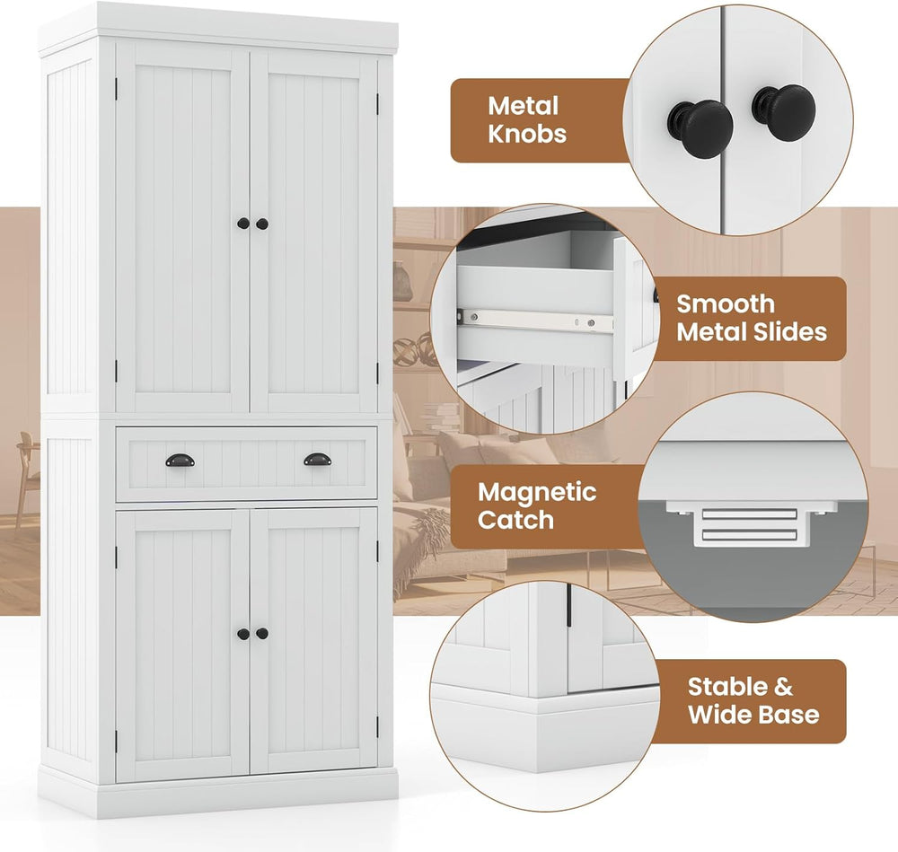 Giantex Pantry Organizers and Storage, 72" Tall Kitchen Cabinet with 2-D...