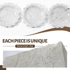 5.51" Scalloped Marble Tray, Round Stone Jewelry Trinket Dish for Ring, Natural Small Marble Tray for Bathroom Kitchen Dresser Countertop, Decorative Candle Tray(Bianco Carrara)
