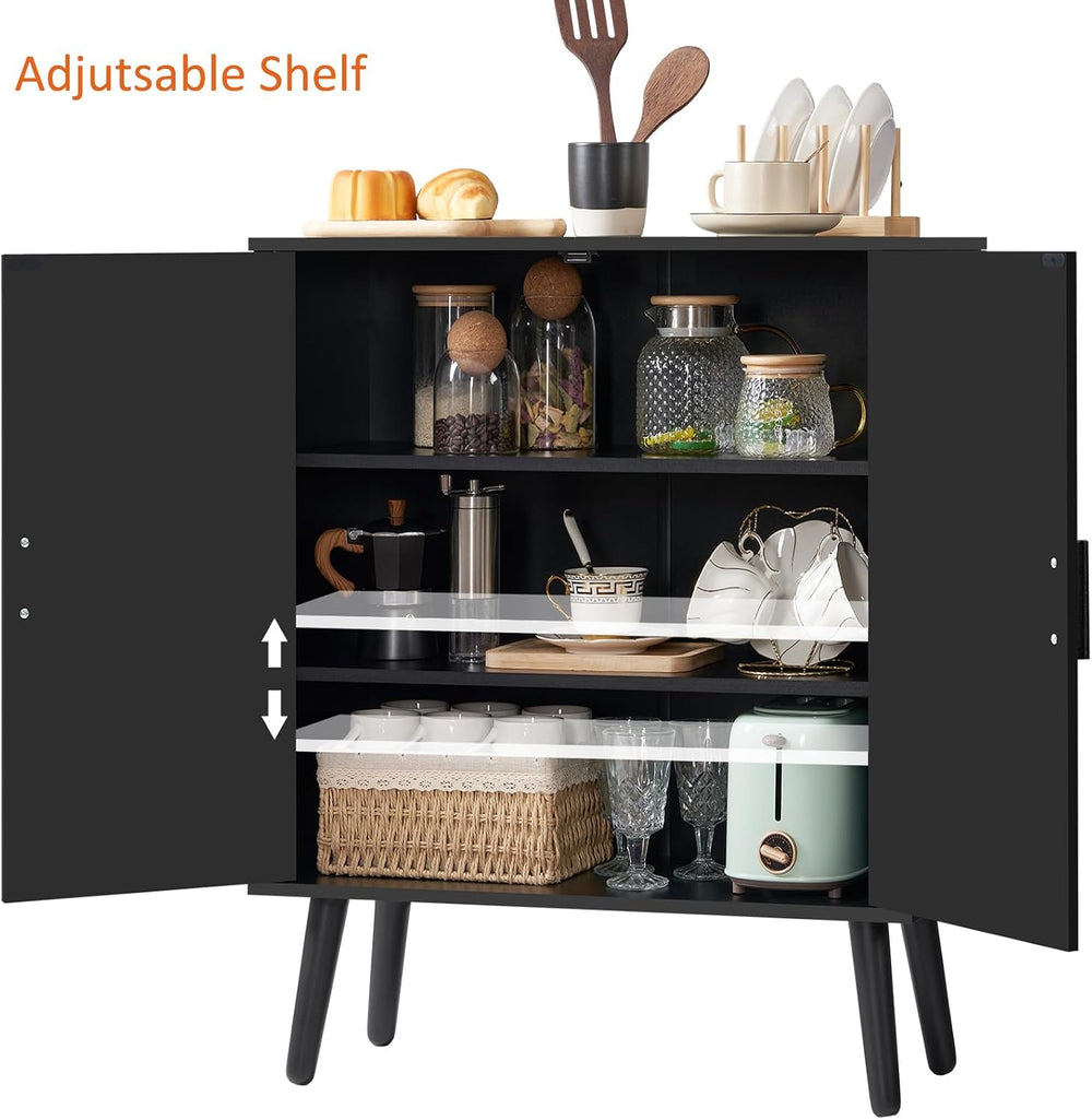 Iwell Storage Cabinet with 2 Shelves & Doors, Sideboard Buffet Cabinet wi...